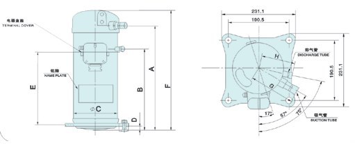 大金G型壓縮機標準尺寸 制冷劑R22/R407C